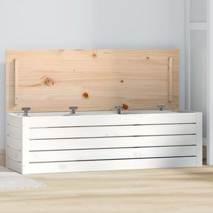 vidaXL Cutie de depozitare, alb, 109x36, 5x33 cm, lemn masiv de pin imagine