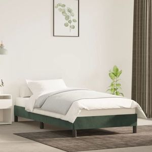 vidaXL Cadru de pat, verde închis, 90x190 cm, catifea imagine