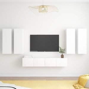vidaXL Set dulapuri TV, 6 piese, alb, lemn prelucrat imagine