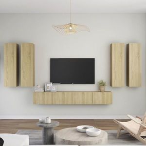 vidaXL Set de dulapuri TV, 6 piese, stejar sonoma, lemn prelucrat imagine