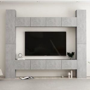 vidaXL Set dulapuri TV, 8 piese, gri beton, lemn prelucrat imagine