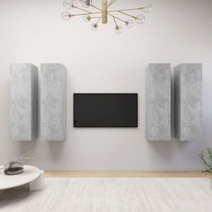 vidaXL Dulapuri TV, 4 buc., gri beton, 30, 5x30x110 cm, lemn prelucrat imagine