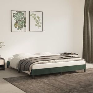 vidaXL Cadru de pat, verde închis, 180 x 200 cm, catifea imagine