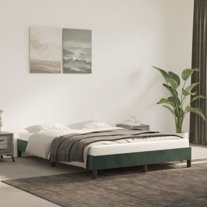 vidaXL Cadru de pat, verde închis, 140x190 cm, catifea imagine