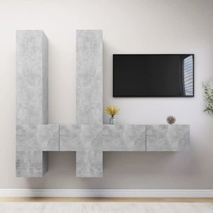 vidaXL Set de dulapuri TV, 6 buc., gri beton, lemn prelucrat imagine