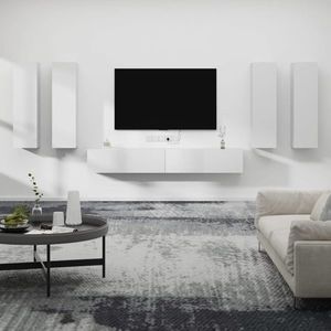 vidaXL Set dulap TV, 6 piese, alb, lemn prelucrat imagine