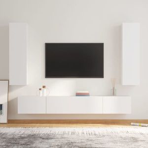 vidaXL Set dulap TV, 4 piese, alb, lemn prelucrat imagine