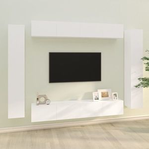 vidaXL Set dulap TV, 8 piese, alb, lemn prelucrat imagine