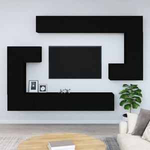 vidaXL Dulap TV montat pe perete, negru, lemn prelucrat imagine