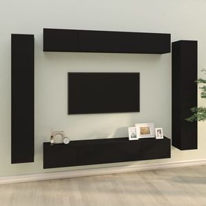 vidaXL Set dulap TV, 8 piese, negru, lemn prelucrat imagine