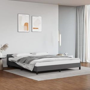 vidaXL Cadru de pat cu tăblie, gri, 180x200 cm, piele ecologică imagine