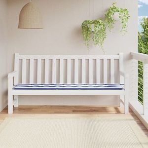 vidaXL Pernă bancă de grădină, dungi albastru/alb, 200x50x3 cm, textil imagine
