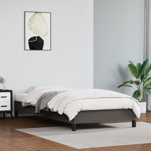 vidaXL Cadru de pat, gri, 90x190 cm, piele ecologică imagine