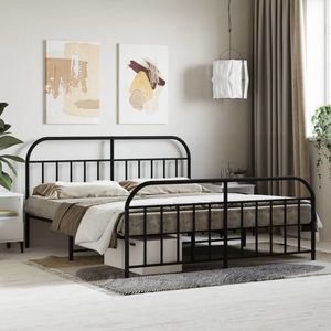 vidaXL Cadru pat metalic cu tăblie de cap/picioare, negru, 160x200 cm imagine