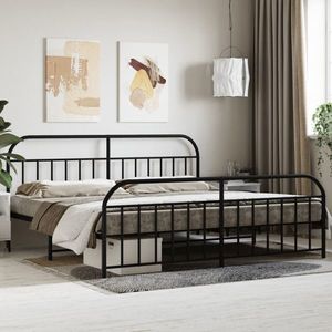 vidaXL Cadru pat metalic cu tăblii de cap/picioare, negru, 200x200 cm imagine