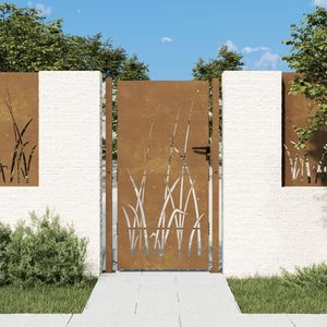 vidaXL Poartă pentru grădină, 105x205 cm, oțel corten, model iarbă imagine