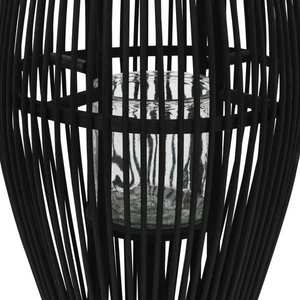 vidaXL Suport de lumânări suspendat tip felinar, negru, 60 cm, bambus imagine