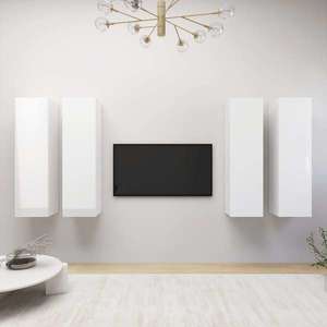 vidaXL Dulap TV, 4 buc, alb extralucios, 30, 5x30x110 cm lemn prelucrat imagine