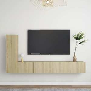 vidaXL Set de dulapuri TV, 3 piese, stejar sonoma, lemn prelucrat imagine