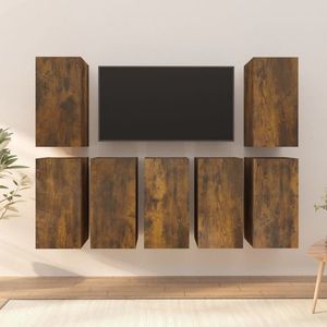vidaXL Dulapuri TV, 7 buc, stejar afumat, 30, 5x30x60 cm lemn prelucrat imagine