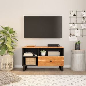 vidaXL Comodă TV, 80x33x46 cm, lemn masiv de acacia & lemn compozit imagine
