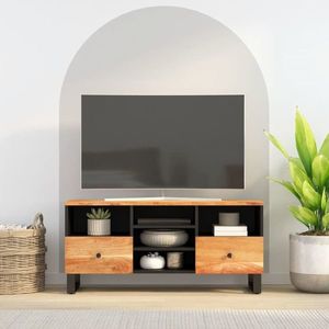 vidaXL Comodă TV, 100x33x46 cm, lemn masiv de acacia & lemn compozit imagine