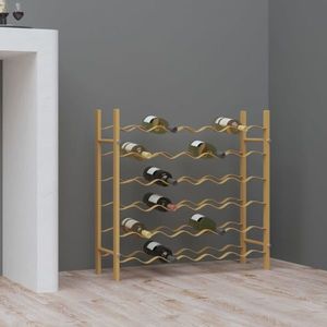 vidaXL Suport sticle de vin pentru 36 sticle, auriu, metal imagine