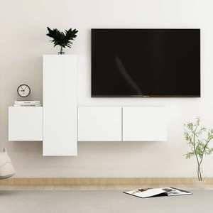 vidaXL Set dulapuri TV, 3 piese, alb, lemn prelucrat imagine