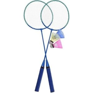 Set badminton pentru plaja, 5 piese, metal, albastru imagine