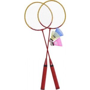 Set badminton pentru plaja, 5 piese, metal, rosu imagine