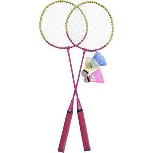 Set badminton pentru plaja, 5 piese, metal, roz imagine