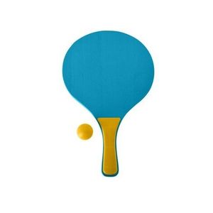 Set ping pong pentru plaja, 3 piese, lemn, galben/albastru imagine