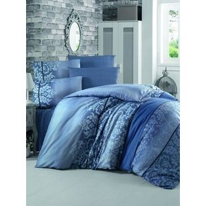 Lenjerie de pat pentru o persoana, 2 piese, 135x200 cm, amestec bumbac, Victoria, Oyku, albastru imagine