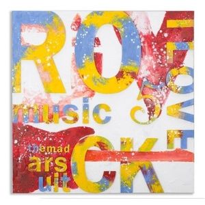 Tablou decorativ Rock Music, Mauro Ferretti, 100x100 cm, pictat manual, canvas/lemn de pin imagine