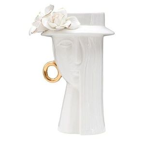 Vaza Woman Elegant , Mauro Ferretti, 15x13.3x23.5 cm, portelan, alb/auriu imagine