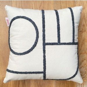 Husa de perna, Nanna Organic Woven Punch Pillow Cover, 43x43 cm, Bumbac, Gri imagine