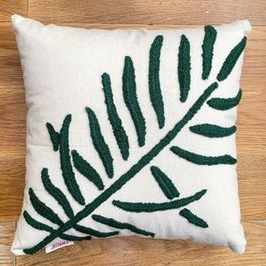 Husa de perna, Pinales Organic Woven Punch Pillow Cover, 43x43 cm, Bumbac, Verde imagine