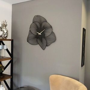 Ceas de perete, Azalea Metal Wall Clock, Otel, Dimensiune: 49 x 49 cm, Negru imagine