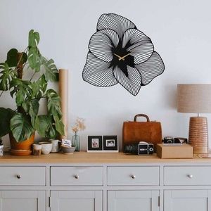 Ceas de perete, Azalea Metal Wall Clock, Otel, Dimensiune: 70 x 70 cm, Negru imagine