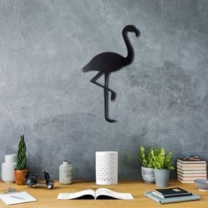 Decoratiune de perete, Flamingo Silhouette, Metal, Dimensiune: 51 x 30 cm, Negru imagine
