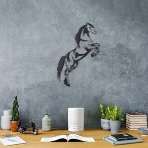 Decoratiune de perete, Wild Horse, Metal, Dimensiune: 50 x 20 cm, Negru imagine