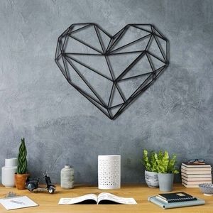 Decoratiune de perete, Heart, Metal, Dimensiune: 37 x 40 cm, Negru imagine