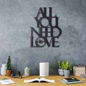 Decoratiune de perete, All You Need Is Love, Metal, Dimensiune: 50 x 39 cm, Negru imagine