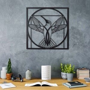 Decoratiune de perete, Da Vinci Bird, Metal, Dimensiune: 50 x 50 cm, Negru imagine