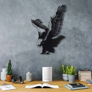Decoratiune de perete, Eagle, Metal, Dimensiune: 52 x 40 cm, Negru imagine