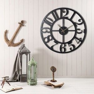 Ceas de perete, Circle, Metal, Dimensiune: 50 x 50 cm, Negru imagine
