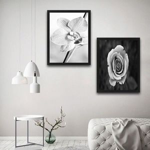 Set 2 tablouri decorative, Grey Flower Set, PAL, Hartie, Multicolor imagine