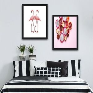 Set 2 tablouri decorative, Pink Fruit Set, PAL, Hartie, Multicolor imagine