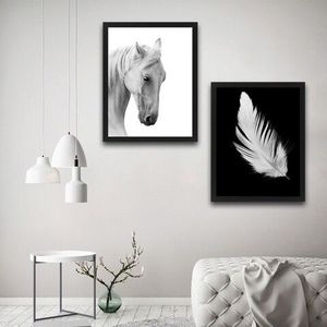 Set 2 tablouri decorative, White Feather Horse Set, PAL, Hartie, Multicolor imagine