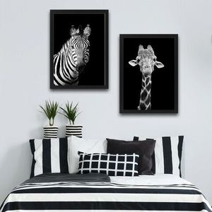 Set 2 tablouri decorative, Zebra Giraffe Set, PAL, Hartie, Multicolor imagine
